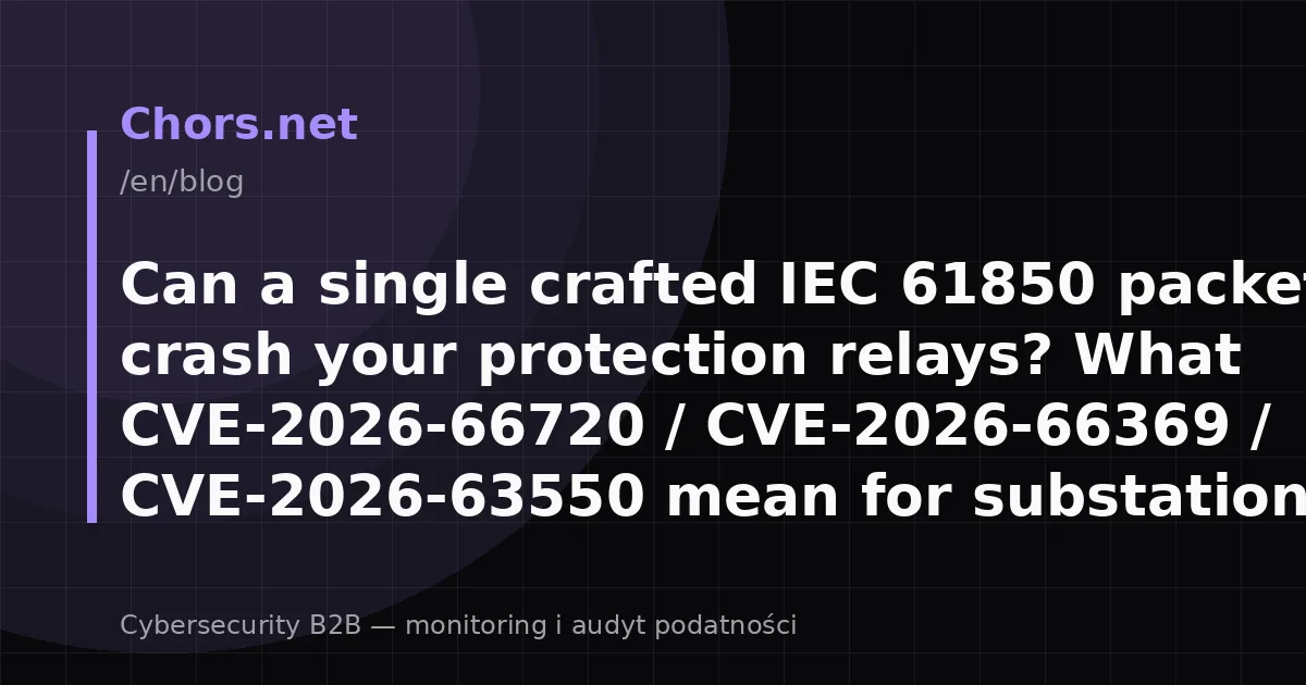 Can a single crafted IEC 61850 packet crash your protection relays? What CVE-2026-66720 / CVE-2026-66369 / CVE-2026-63550 mean for substations