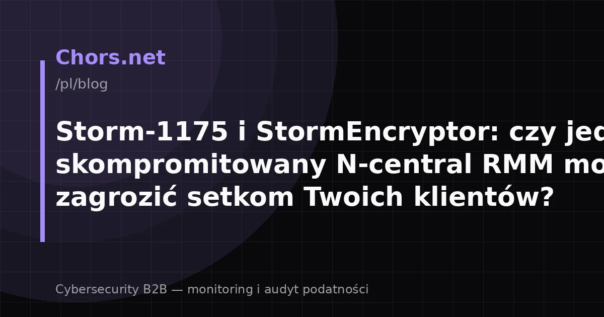 Storm-1175 i StormEncryptor: czy jeden skompromitowany N-central RMM może zagrozić setkom Twoich klientów?
