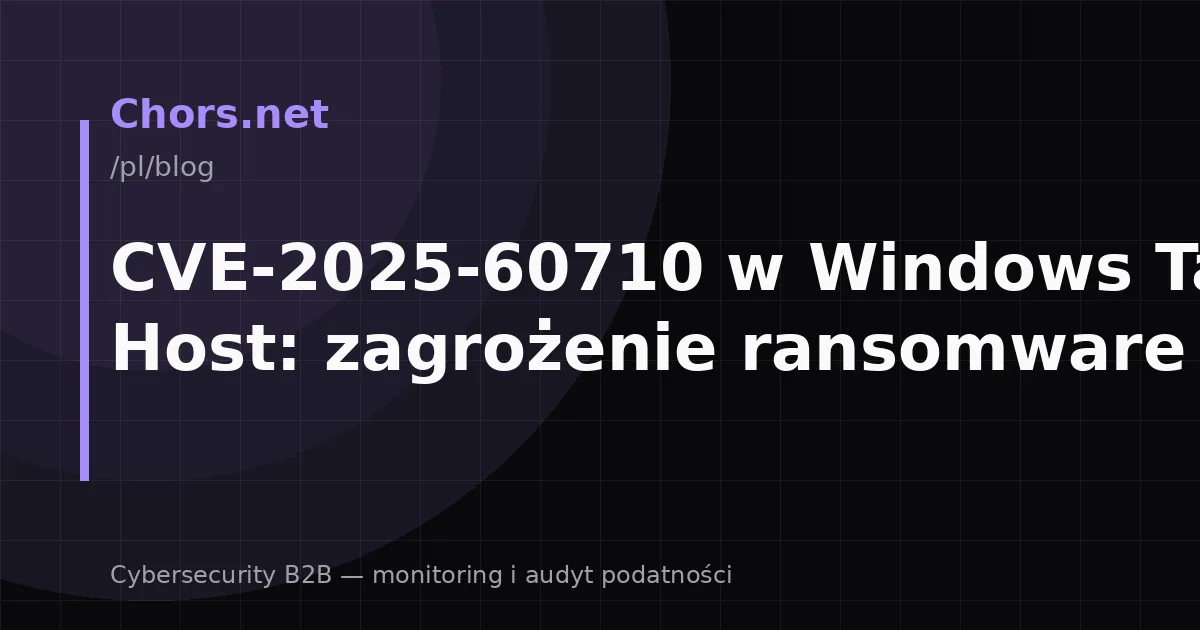 CVE-2025-60710 w Windows Task Host: zagrożenie ransomware